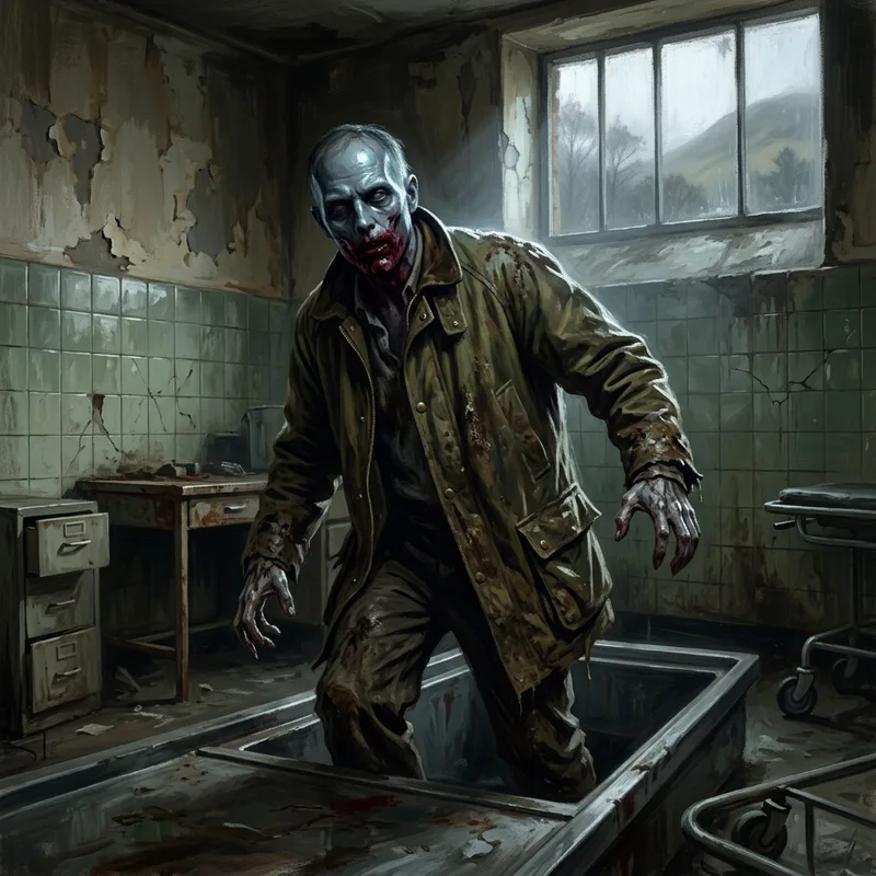 Illustration of Zombies of The Living Dead at Manchester Morgue
